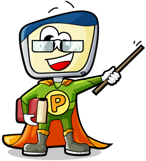 Primolofigur mit Brille und Umgang. Er h&auml;lt ein Buch unter dem rechten Arm und einen Zeigestock in der linken Hand.