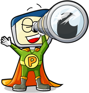 Primolo-Figur mit Fernrohr.